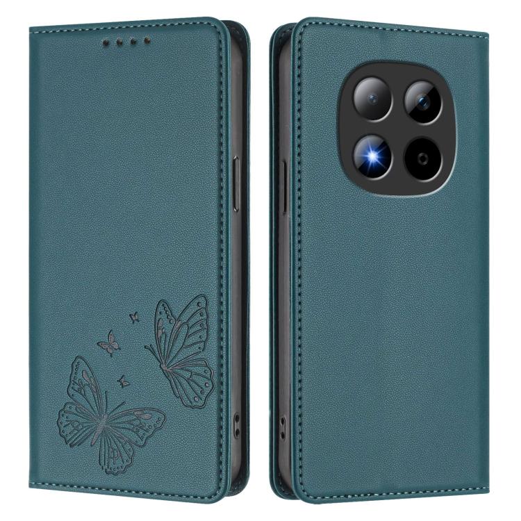 For Redmi Note 15 Pro 5G Global 163.6mm Strong Magnetic Dual Butterfly RFID Vegan Leather Phone Case