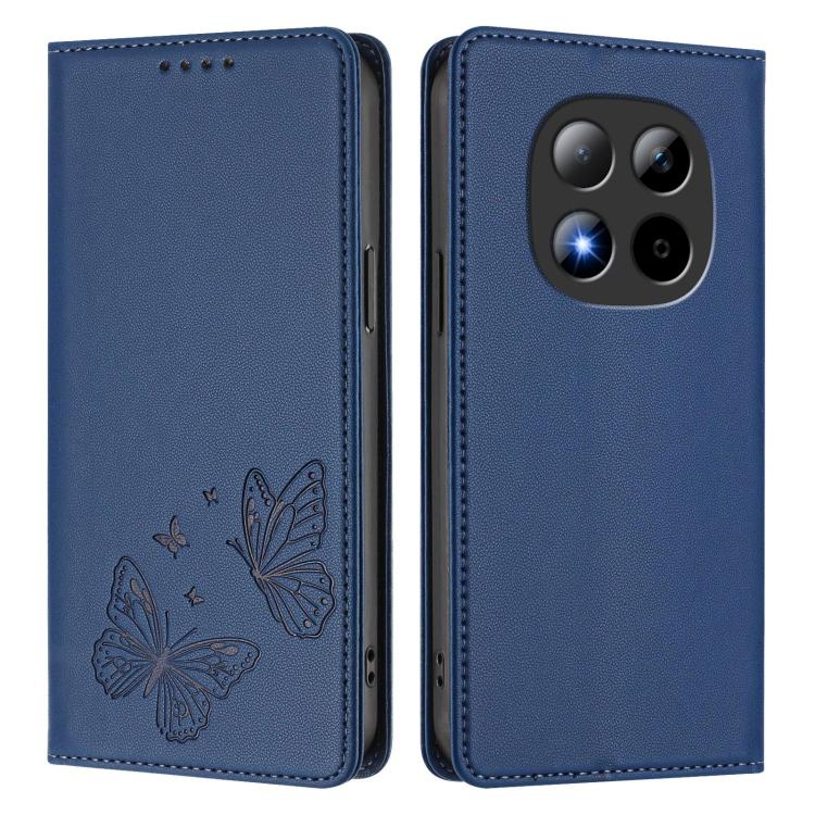 For Redmi Note 15 Pro 5G Global 163.6mm Strong Magnetic Dual Butterfly RFID Vegan Leather Phone Case