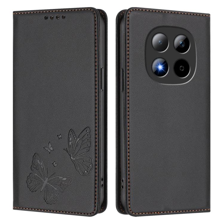 For Redmi Note 15 Pro 5G Global 163.6mm Strong Magnetic Dual Butterfly RFID Vegan Leather Phone Case
