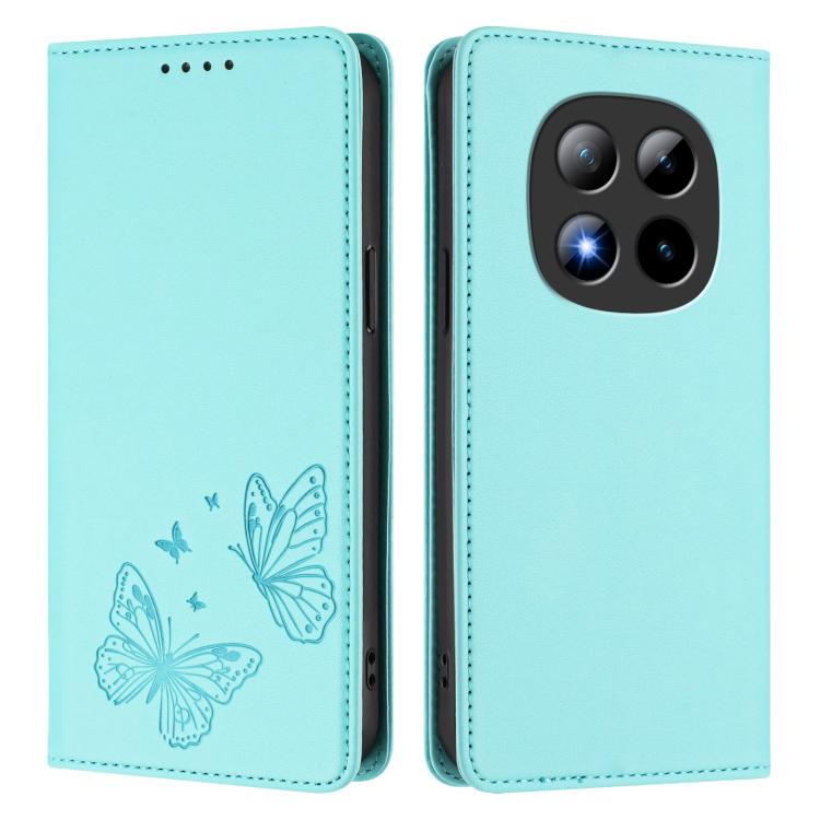 For Redmi Note 15 Pro+ 5G 163.3mm / Poco M8 Pro 5G Strong Magnetic Dual Butterfly RFID Vegan Leather Phone Case