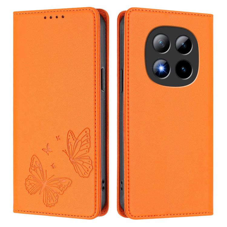 For Redmi Note 15 Pro+ 5G 163.3mm / Poco M8 Pro 5G Strong Magnetic Dual Butterfly RFID Vegan Leather Phone Case