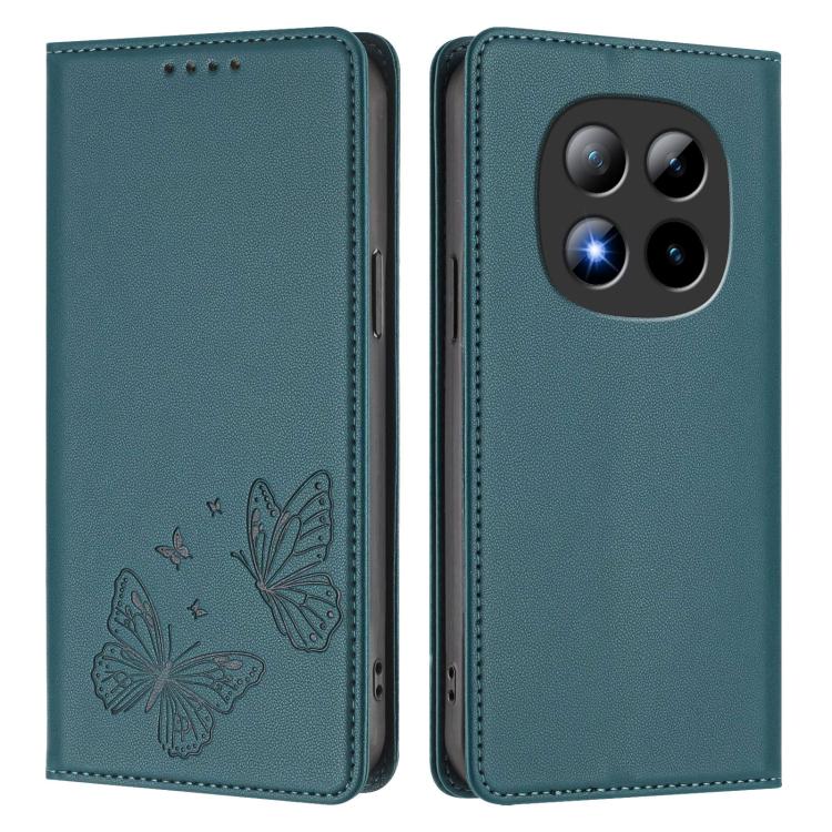 For Redmi Note 15 Pro+ 5G 163.3mm / Poco M8 Pro 5G Strong Magnetic Dual Butterfly RFID Vegan Leather Phone Case
