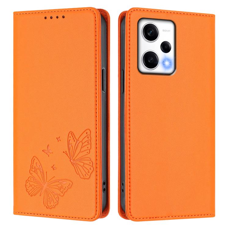 For Redmi Note 12 Pro+ 5G / Note 12 Explorer Strong Magnetic Dual Butterfly RFID Vegan Leather Phone Case