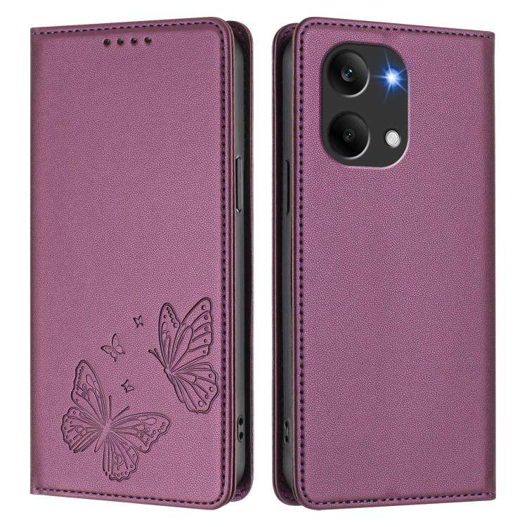 For Redmi Turbo 5 Max 5G / Poco X8 Pro Max 5G Strong Magnetic Dual Butterfly RFID Vegan Leather Phone Case
