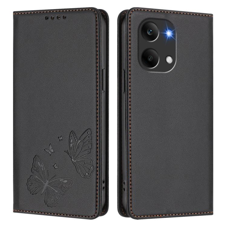 For Redmi Turbo 5 Max 5G / Poco X8 Pro Max 5G Strong Magnetic Dual Butterfly RFID Vegan Leather Phone Case