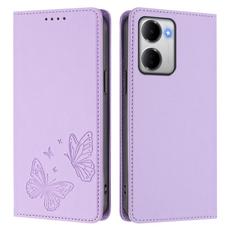 For Redmi 15a 5G Strong Magnetic Dual Butterfly RFID Vegan Leather Phone Case