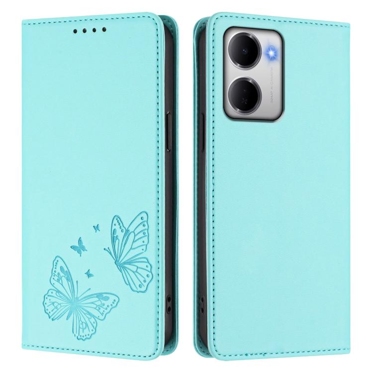 For Redmi 15a 5G Strong Magnetic Dual Butterfly RFID Vegan Leather Phone Case