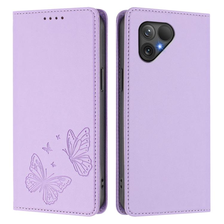 For Fairphone 5 Strong Magnetic Dual Butterfly RFID Vegan Leather Phone Case