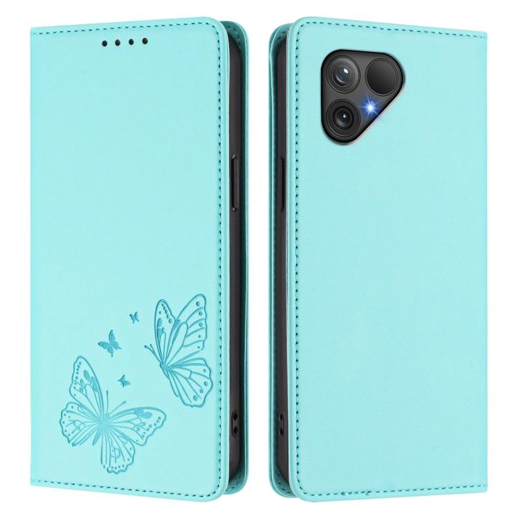 For Fairphone 5 Strong Magnetic Dual Butterfly RFID Vegan Leather Phone Case