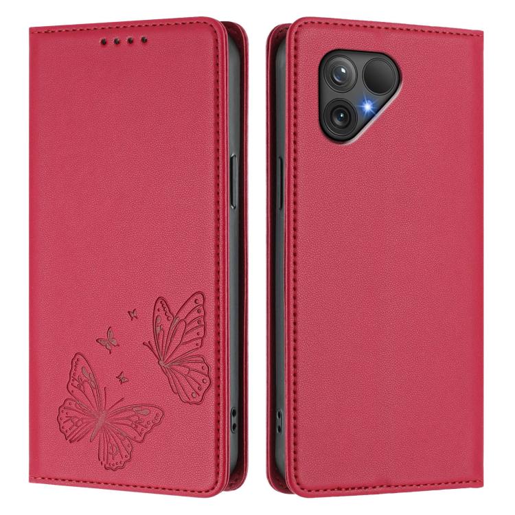 For Fairphone 5 Strong Magnetic Dual Butterfly RFID Vegan Leather Phone Case