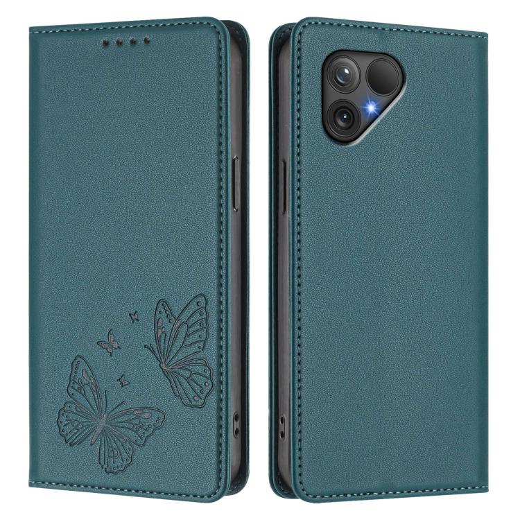 For Fairphone 5 Strong Magnetic Dual Butterfly RFID Vegan Leather Phone Case