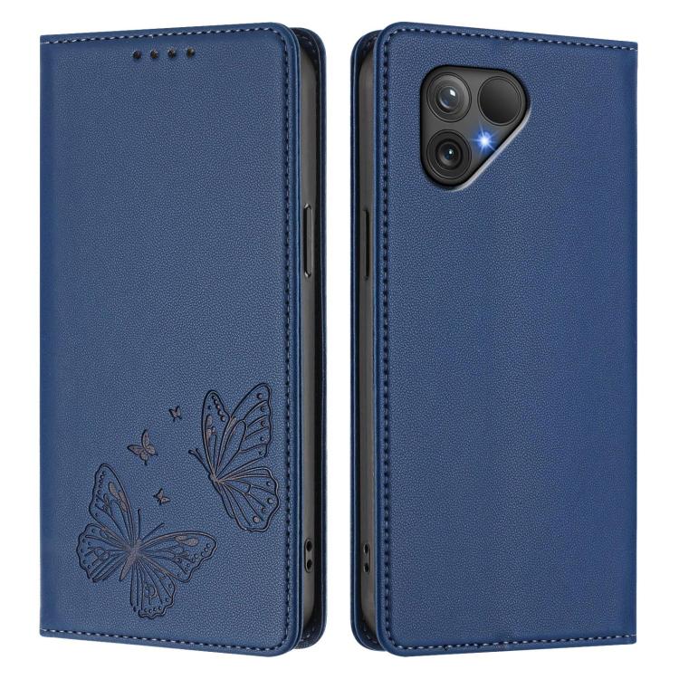 For Fairphone 5 Strong Magnetic Dual Butterfly RFID Vegan Leather Phone Case