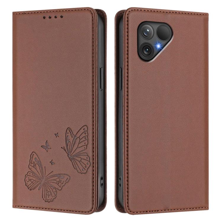 For Fairphone 5 Strong Magnetic Dual Butterfly RFID Vegan Leather Phone Case
