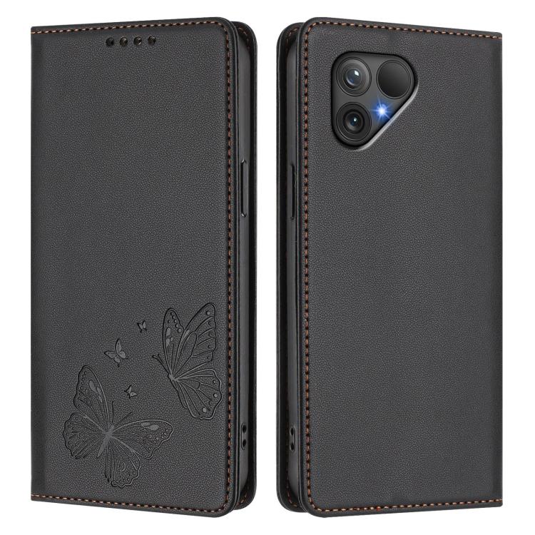 For Fairphone 5 Strong Magnetic Dual Butterfly RFID Vegan Leather Phone Case