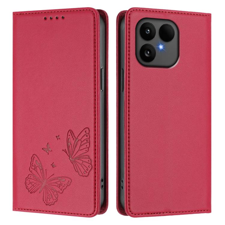 For Fairphone 6 Strong Magnetic Dual Butterfly RFID Vegan Leather Phone Case