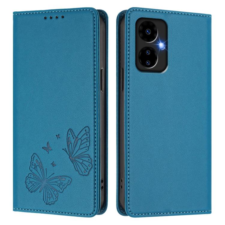 For Boost Mobile Celero 5G 2024 / Celero 3 5G Strong Magnetic Dual Butterfly RFID Vegan Leather Phone Case