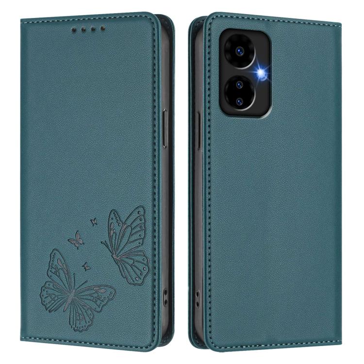 For Boost Mobile Celero 5G 2024 / Celero 3 5G Strong Magnetic Dual Butterfly RFID Vegan Leather Phone Case