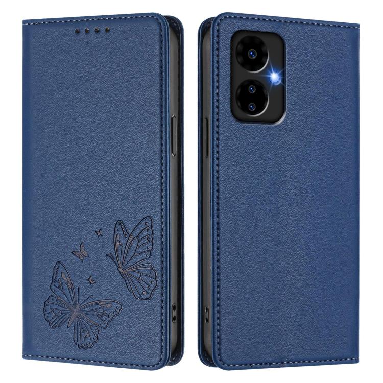 For Boost Mobile Celero 5G 2024 / Celero 3 5G Strong Magnetic Dual Butterfly RFID Vegan Leather Phone Case