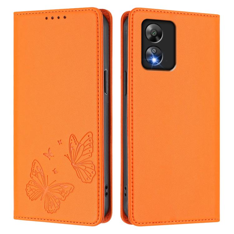 For Boost Mobile Celero 5G SC Strong Magnetic Dual Butterfly RFID Vegan Leather Phone Case
