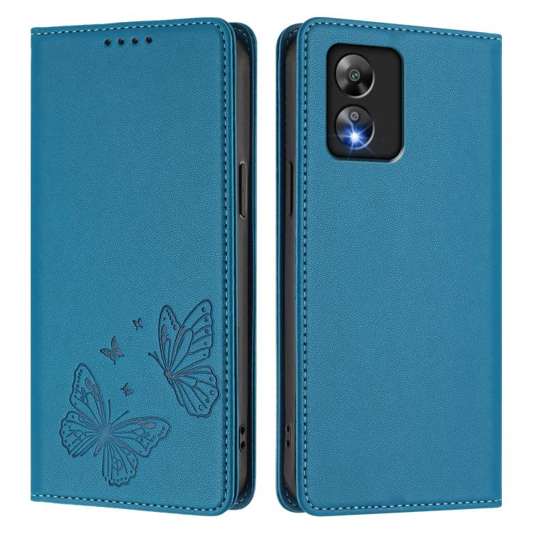 For Boost Mobile Celero 5G SC Strong Magnetic Dual Butterfly RFID Vegan Leather Phone Case