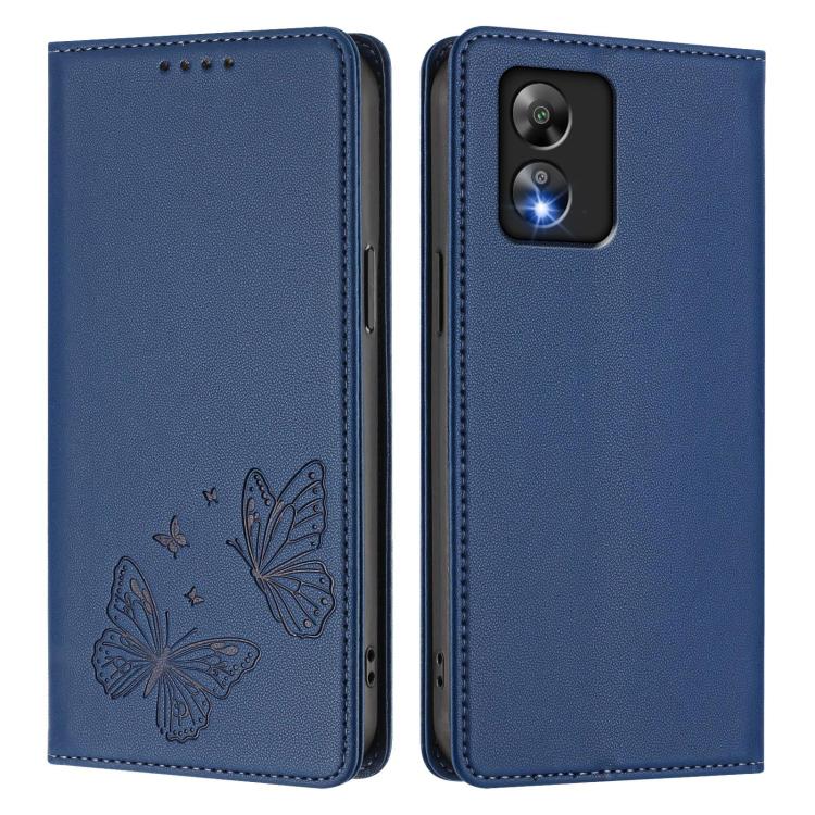 For Boost Mobile Celero 5G SC Strong Magnetic Dual Butterfly RFID Vegan Leather Phone Case