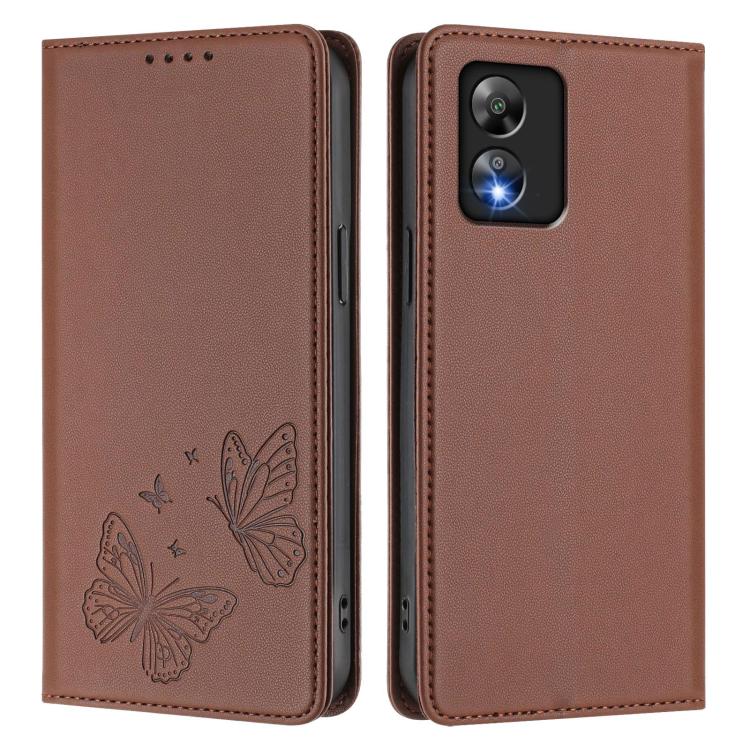 For Boost Mobile Celero 5G SC Strong Magnetic Dual Butterfly RFID Vegan Leather Phone Case