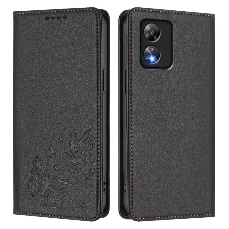 For Boost Mobile Celero 5G SC Strong Magnetic Dual Butterfly RFID Vegan Leather Phone Case