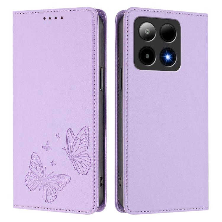 For Boost Mobile Summit 5G Strong Magnetic Dual Butterfly RFID Vegan Leather Phone Case
