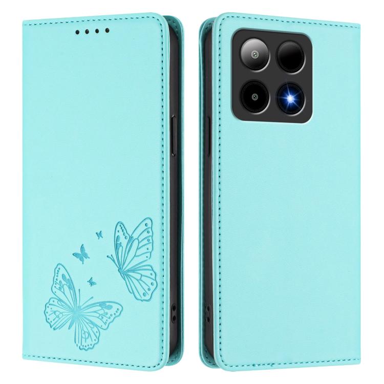 For Boost Mobile Summit 5G Strong Magnetic Dual Butterfly RFID Vegan Leather Phone Case