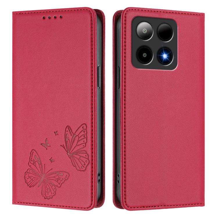 For Boost Mobile Summit 5G Strong Magnetic Dual Butterfly RFID Vegan Leather Phone Case