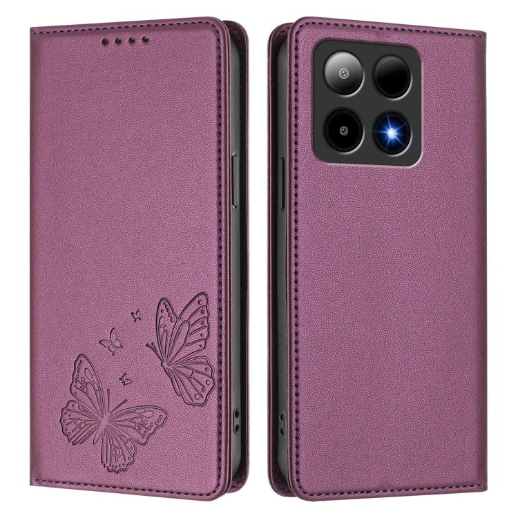 For Boost Mobile Summit 5G Strong Magnetic Dual Butterfly RFID Vegan Leather Phone Case