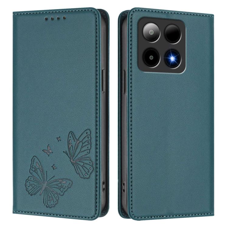 For Boost Mobile Summit 5G Strong Magnetic Dual Butterfly RFID Vegan Leather Phone Case