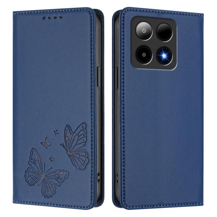 For Boost Mobile Summit 5G Strong Magnetic Dual Butterfly RFID Vegan Leather Phone Case