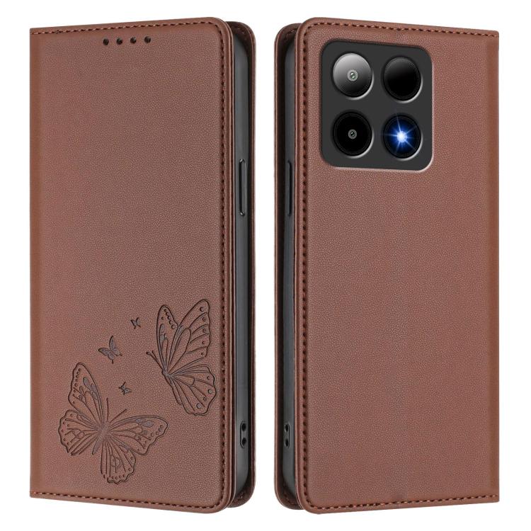 For Boost Mobile Summit 5G Strong Magnetic Dual Butterfly RFID Vegan Leather Phone Case