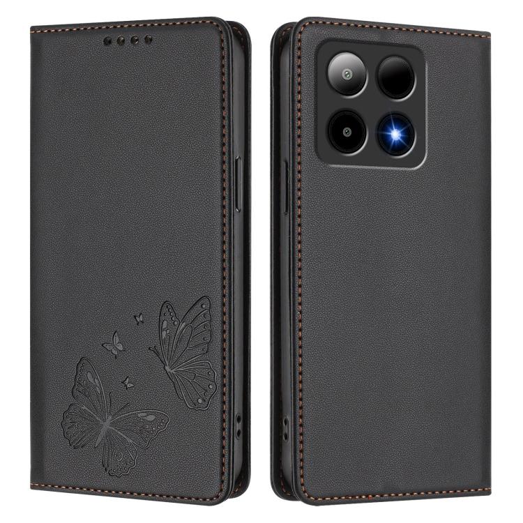 For Boost Mobile Summit 5G Strong Magnetic Dual Butterfly RFID Vegan Leather Phone Case