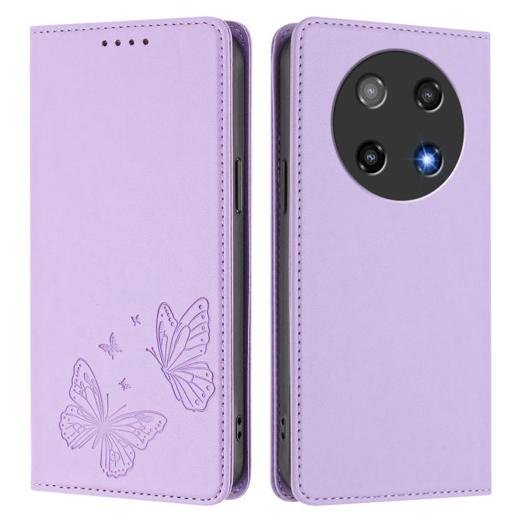 For Coolpad C16 Strong Magnetic Dual Butterfly RFID Vegan Leather Phone Case