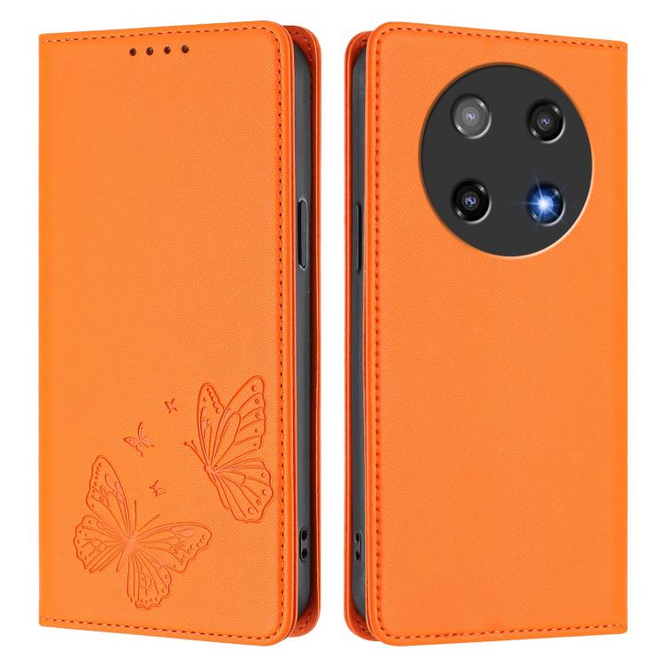 For Coolpad C16 Strong Magnetic Dual Butterfly RFID Vegan Leather Phone Case