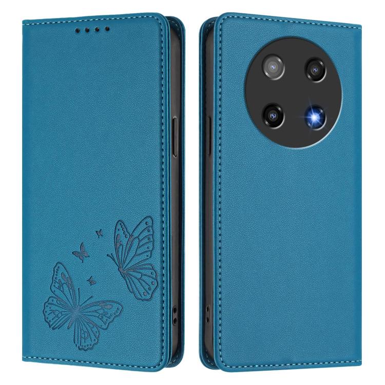 For Coolpad C16 Strong Magnetic Dual Butterfly RFID Vegan Leather Phone Case