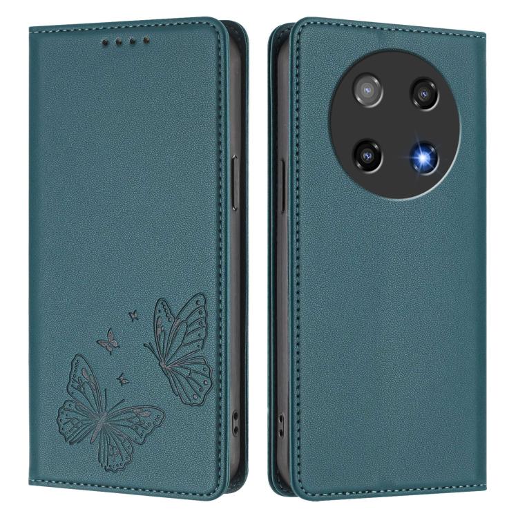 For Coolpad C16 Strong Magnetic Dual Butterfly RFID Vegan Leather Phone Case