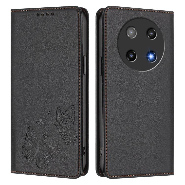 For Coolpad C16 Strong Magnetic Dual Butterfly RFID Vegan Leather Phone Case