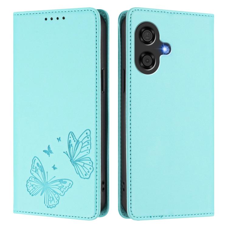 For Coolpad Cool 40i Strong Magnetic Dual Butterfly RFID Vegan Leather Phone Case