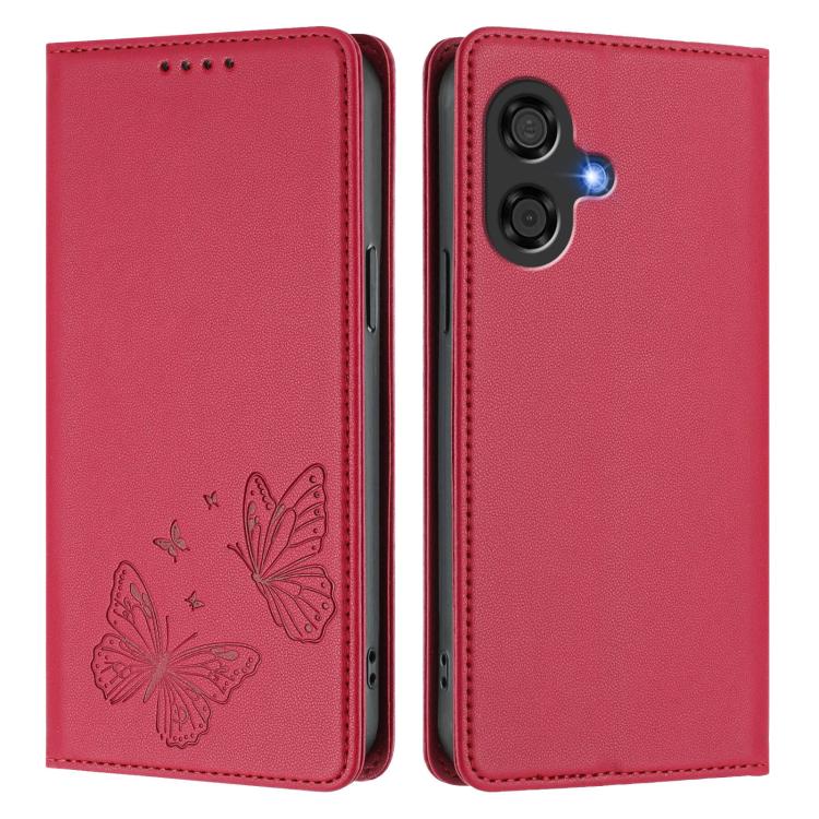 For Coolpad Cool 40i Strong Magnetic Dual Butterfly RFID Vegan Leather Phone Case