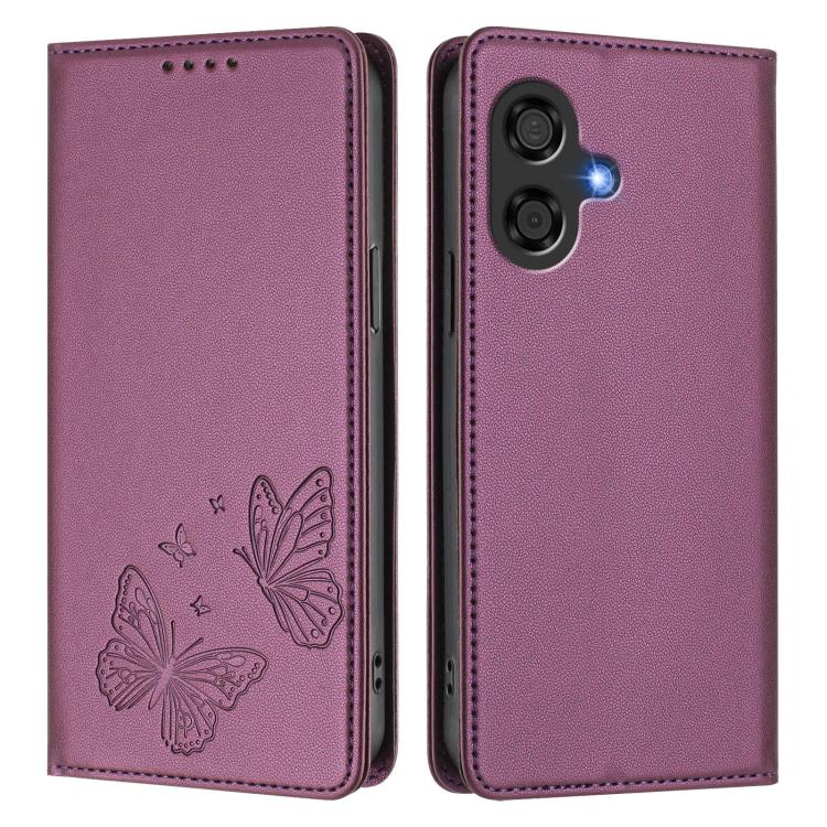 For Coolpad Cool 40i Strong Magnetic Dual Butterfly RFID Vegan Leather Phone Case