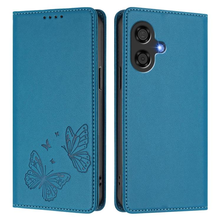 For Coolpad Cool 40i Strong Magnetic Dual Butterfly RFID Vegan Leather Phone Case
