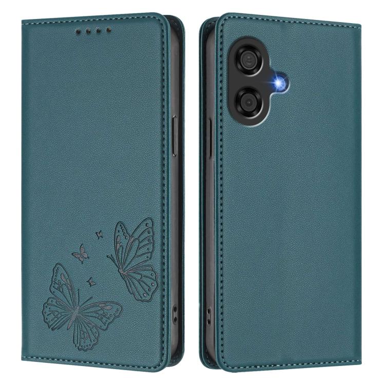 For Coolpad Cool 40i Strong Magnetic Dual Butterfly RFID Vegan Leather Phone Case