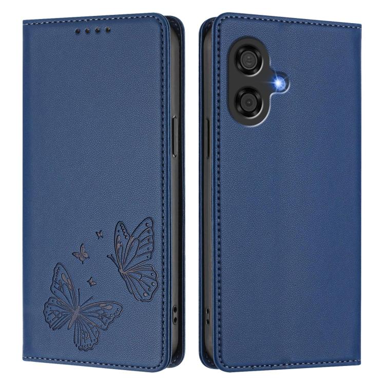 For Coolpad Cool 40i Strong Magnetic Dual Butterfly RFID Vegan Leather Phone Case