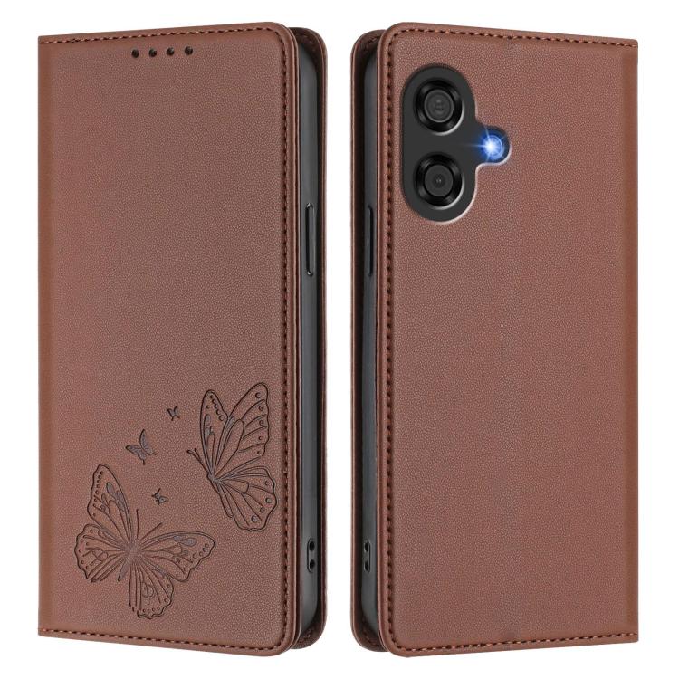 For Coolpad Cool 40i Strong Magnetic Dual Butterfly RFID Vegan Leather Phone Case