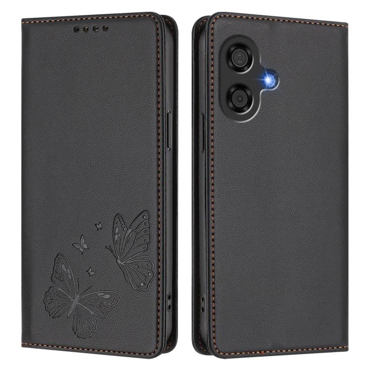 For Coolpad Cool 40i Strong Magnetic Dual Butterfly RFID Vegan Leather Phone Case