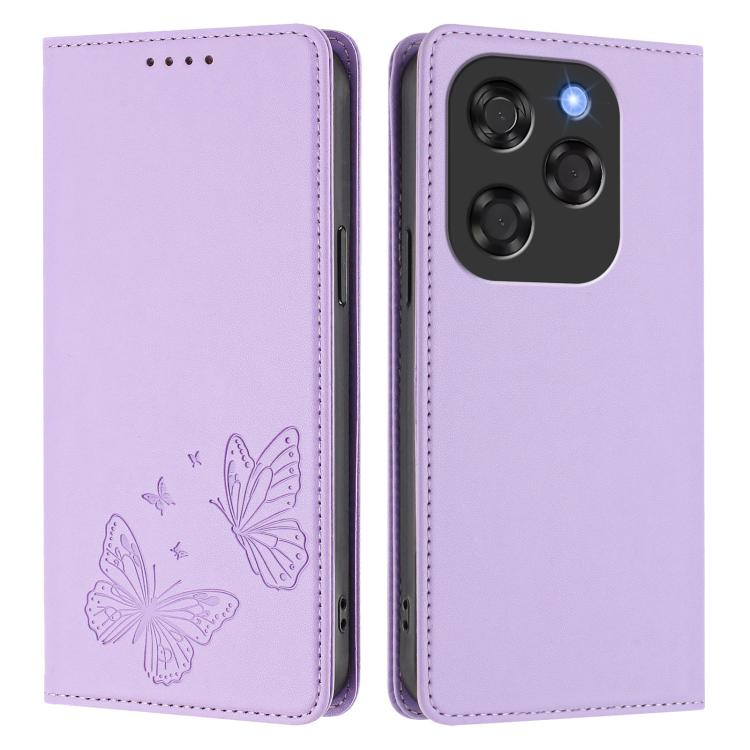 For Coolpad X100 Strong Magnetic Dual Butterfly RFID Vegan Leather Phone Case