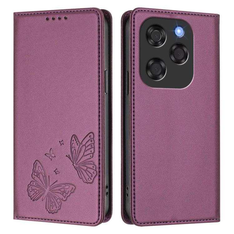 For Coolpad X100 Strong Magnetic Dual Butterfly RFID Vegan Leather Phone Case